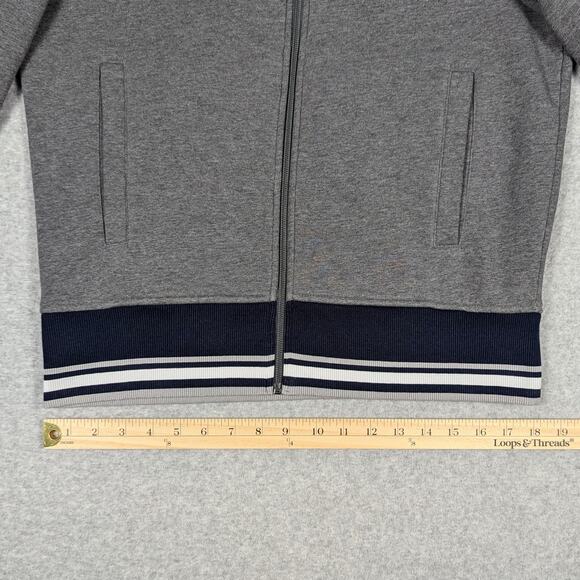 Michael Kors Track Jacket Mens Small Full Zip Gray Navy White Knit Bomber Stripe - Picture 12 of 12